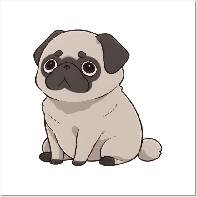 Sad Pug Waiting Wall Art by SundayDonuts